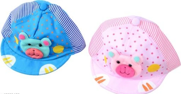 EMRACE YOUR LITTLE CHAMP / DOLL WITH COLOURFUL CARTOON CAP FOR  BABY BOY GIRLS KIDS - 0-6 Months, Cotton, Multipack 1